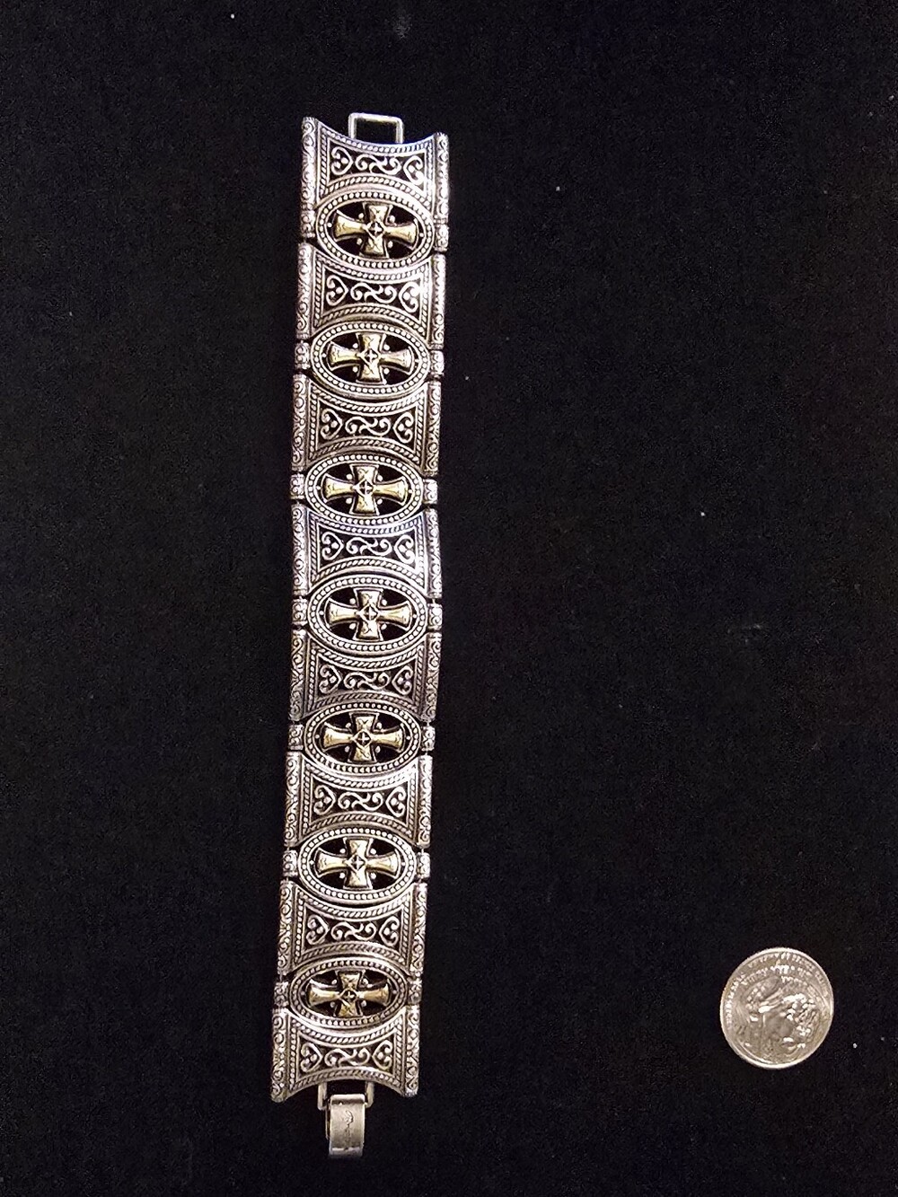Vintage Brighton two-tone panel link bracelet
